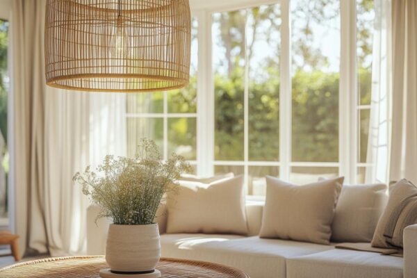 Plafonnier rotin : chronique d&rsquo;une fibre végétale qui a traversé les époques